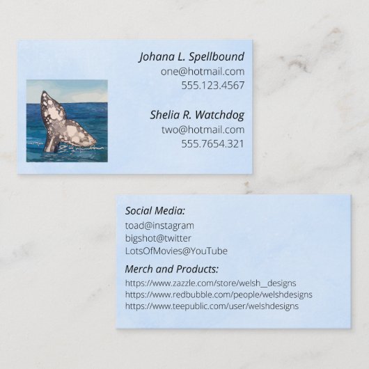 Blue Social calling card-whale Visitenkarte (Vorne/Hinten)