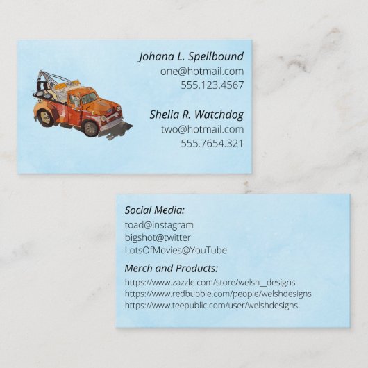 Blue Social introduction calling card-wrecker Visitenkarte (Vorne/Hinten)