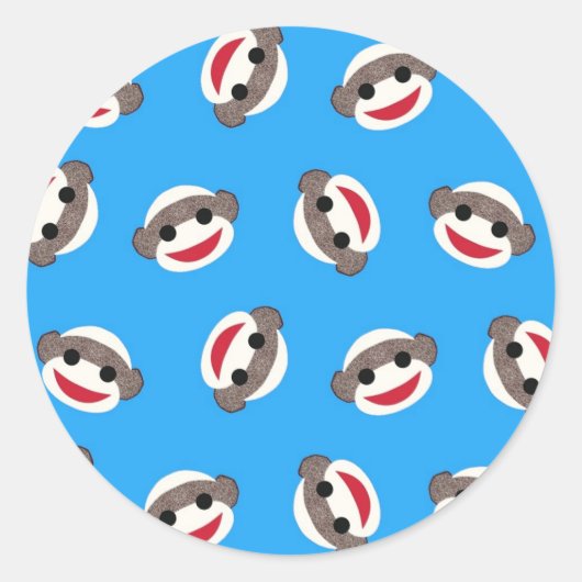 Blue Sock Monkey Runder Aufkleber (Vorderseite)