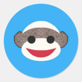 Blue Sock Monkey Runder Aufkleber (Vorderseite)