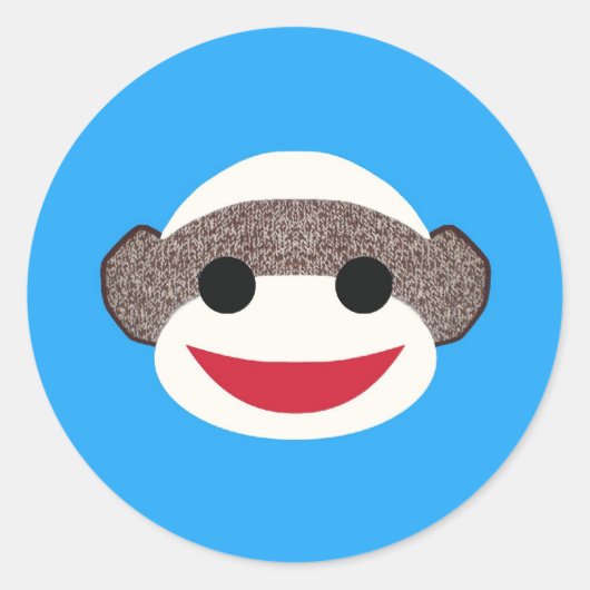 Blue Sock Monkey Runder Aufkleber (Vorderseite)