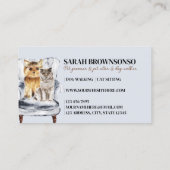 Blue Sofa Yorkie Dog Scottish Cat Pet Visitenkarte (Rückseite)