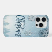 Blue Soft & Calm Christmas Snow Crystal Design- iPhone Hülle (Rückseite (Horizontal))
