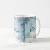 Blue Soft & Calm Christmas Snow Crystal Design- Kaffeetasse (VorderseiteRechts)