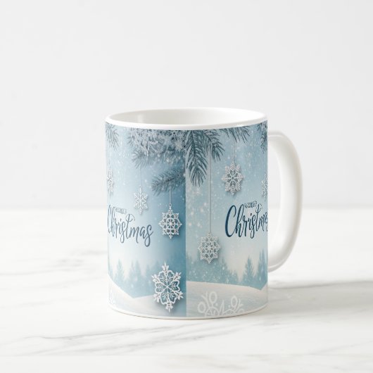 Blue Soft & Calm Christmas Snow Crystal Design- Kaffeetasse (VorderseiteRechts)