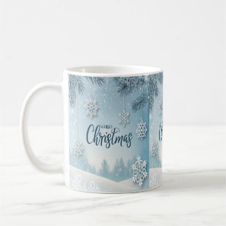 Blue Soft & Calm Christmas Snow Crystal Design- Kaffeetasse