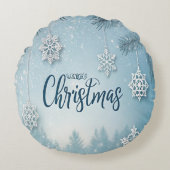 Blue Soft & Calm Christmas Snow Crystal Design-  Rundes Kissen (Vorderseite)