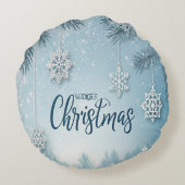 Blue Soft & Calm Christmas Snow Crystal Design- Rundes Kissen (Rückseite)