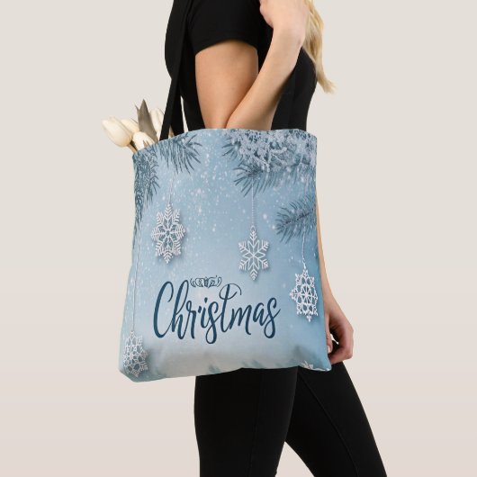 Blue Soft & Calm Christmas Snow Crystal Design- Tasche (Von Nahem)