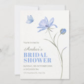 Blue soft flower bridal shower einladung (Vorderseite)