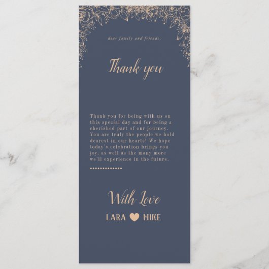 Blue Soft Vielen Dank für Ihre Tischkarten Menükarte (Vorderseite)