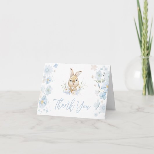 Blue Somebunny Rabbit Baby Dusche Dankeskarte (Vorderseite)
