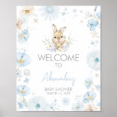 Blue Somebunny Rabbit Baby Dusche Willkommen Poster (Vorne)