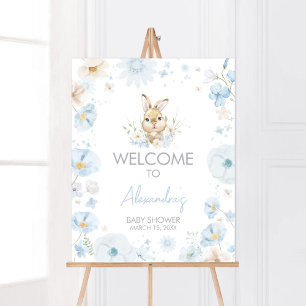 Blue Somebunny Rabbit Baby Dusche Willkommen Poster