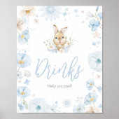 Blue Somebunny Rabbit Baby Shower Drinks Poster (Vorne)