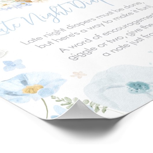 Blue Somebunny Rabbit Spate Night Diapers Poster (Ecke)