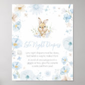 Blue Somebunny Rabbit Spate Night Diapers Poster (Vorne)
