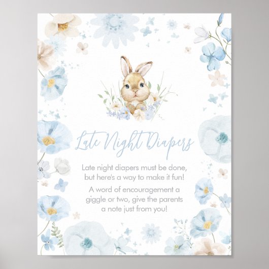 Blue Somebunny Rabbit Spate Night Diapers Poster (Vorne)