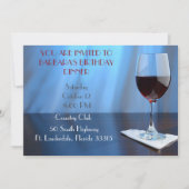 Blue Sophistice Red wine Geburtstag Einladung (Vorderseite)