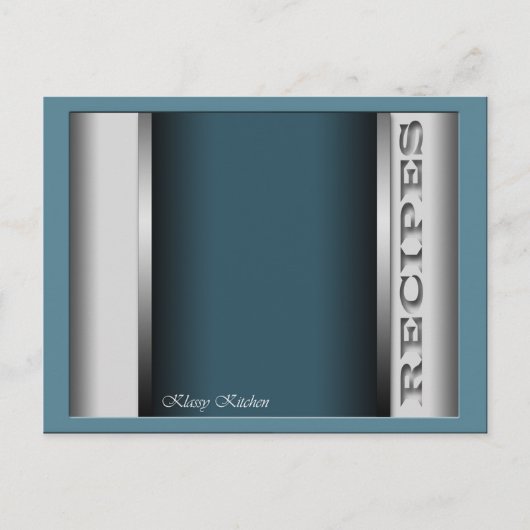 Blue Sophisticy Recipe Cards Postkarte (Vorderseite)