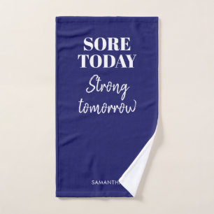 Blue Sore Heute Strong Tomorrow Name Workout Gym Handtuch
