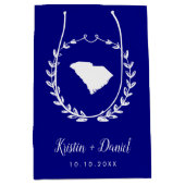 Blue South Carolina Karte Hochzeit Begrüßung Swag Mittlere Geschenktüte (Vorderseite)