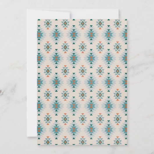 Blue Southwestern Aztec Pattern Baby Dusche Einladung (Rückseite)