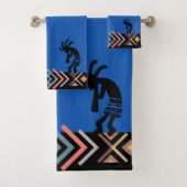 Blue Southwestern Kokopelli Badetuch Set (Insitu)
