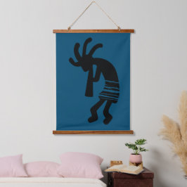 Blue Southwestern Kokopelli Wandteppich Mit Holzrahmen