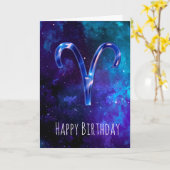 Blue Space Aries Birthday Card Karte (Gelbe Blume)