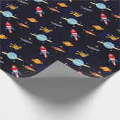Blue Space Astronaut Planet Geschenkpapier (Ecke)