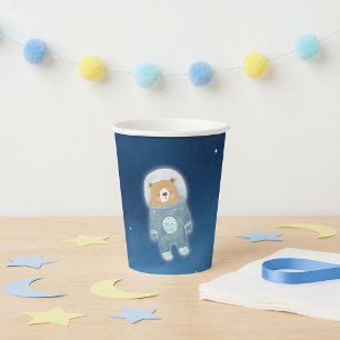 Blue Space Bear Astronaut Baby Dusche Pappbecher