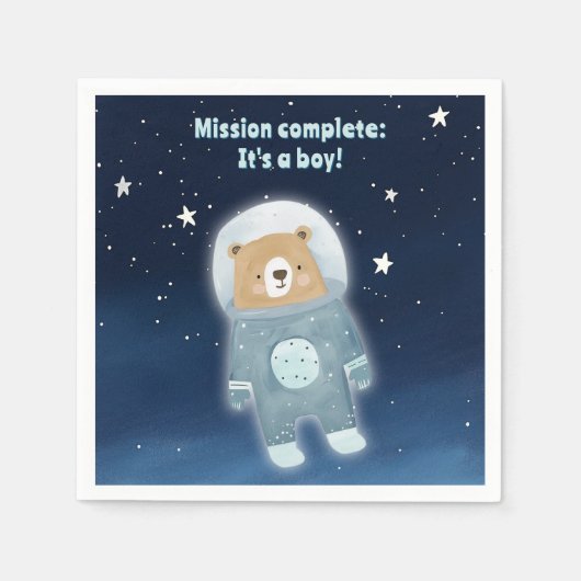 Blue Space Bear Mission Complete Starry Sky Serviette (Vorderseite)