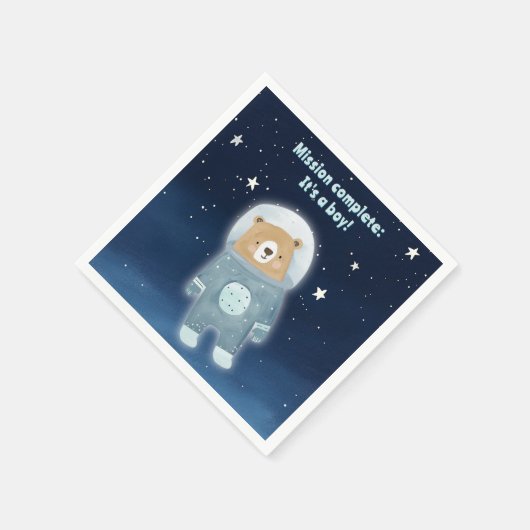 Blue Space Bear Mission Complete Starry Sky Serviette (Ecke)
