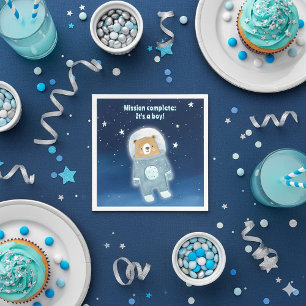 Blue Space Bear Mission Complete Starry Sky Serviette