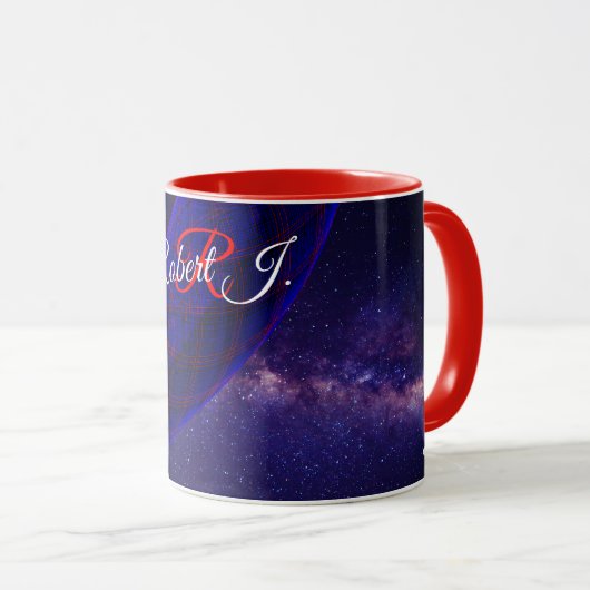 Blue Space Donuts Geometric Coffee Mug Tasse (VorderseiteRechts)