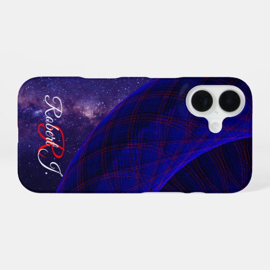 Blue Space Donuts Geometric iPhone 16 Case Hülle (Rückseite (Horizontal))