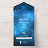 Blue Space Galaxy Bar Mitzvah All In One Einladung (Innen Boden)