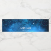 Blue Space Galaxy Bar Mitzvah Personalisiert Wasserflaschenetikett (Einzelnes Label)