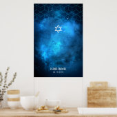 Blue Space Galaxy Bar Mitzvah Sign in Board Poster (Küche)