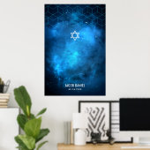 Blue Space Galaxy Bar Mitzvah Sign in Board Poster (Heimbüro)