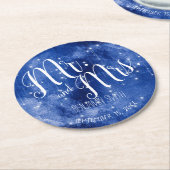 Blue Space Galaxy Stars Night Sky Wedding Runder Pappuntersetzer (Angewinkelt)