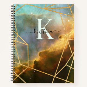 Blue Space Gold Glitzer Sparkname Monogram Notizblock
