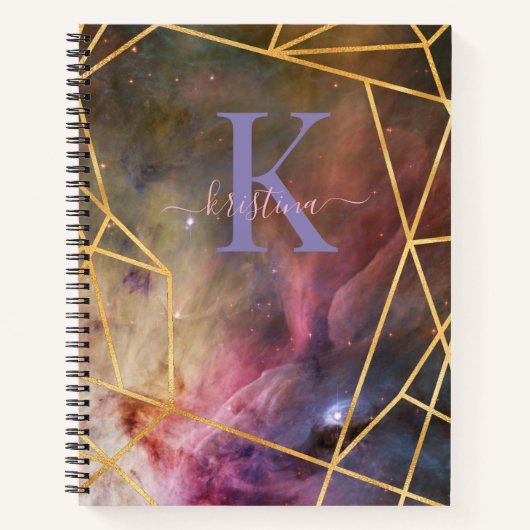 Blue Space Gold Glitzer Sparkname Monogram Notizblock (Vorderseite)