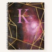 Blue Space Gold Glitzer Sparkname Monogram Notizblock (Vorderseite)