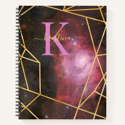 Blue Space Gold Glitzer Sparkname Monogram Notizblock (Vorderseite)