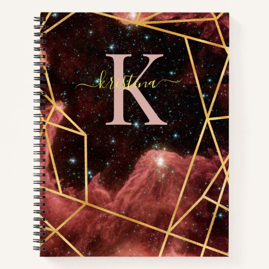 Blue Space Gold Glitzer Sparkname Monogram Notizblock (Vorderseite)