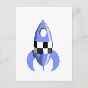 Blue Space Rocket Postkarte