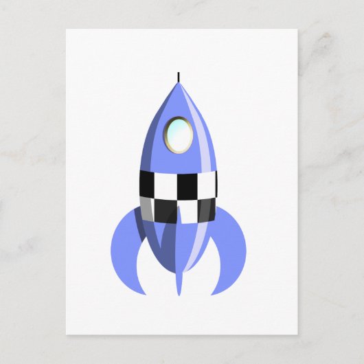 Blue Space Rocket Postkarte (Vorderseite)