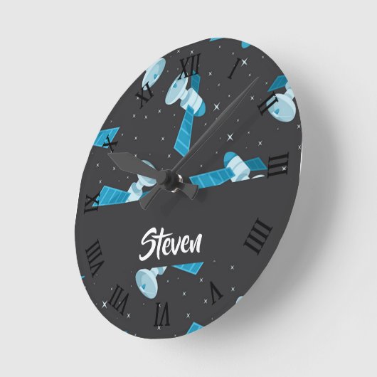 Blue space satellite pattern runde wanduhr (Winkel)